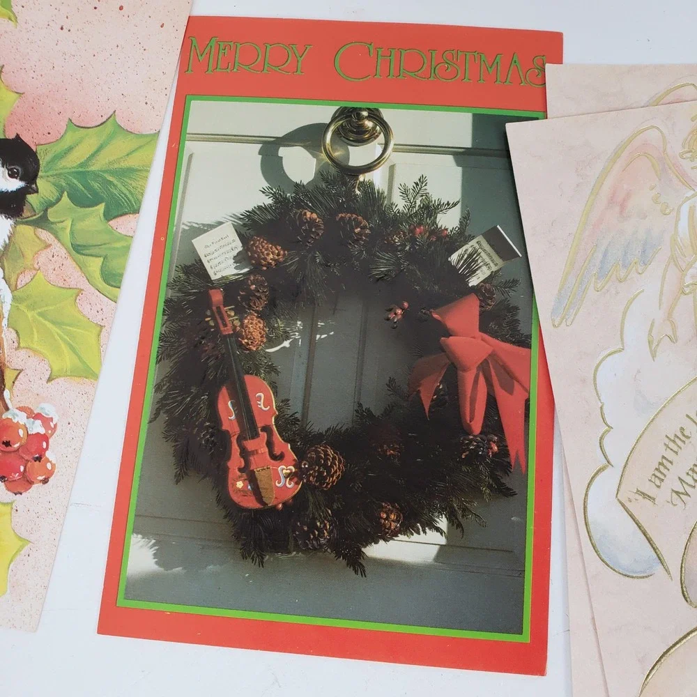 39 Vintage Assorted Christmas Greeting Cards Lot Unused Santa Reindeer Foil Art